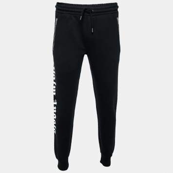 Pre Owned Palm Angels Black Cotton Knit Logo Printed Sweatpants M