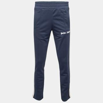 Pre Owned Palm Angels Navy Knit Logo Print Joggers S