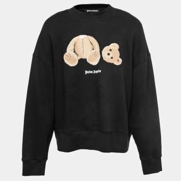 Pre Owned Palm Angels Black Cotton Bear Embroidered Sweatshirt XL