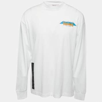 Pre Owned Palm Angels White Printed Cotton Crew Neck Full Sleeve T-shirt L