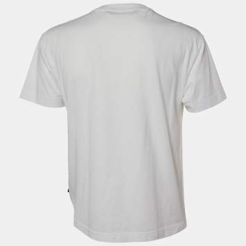 Pre Owned Palm Angels White Palm Sprayed Logo Printed Cotton Knit Crew Neck T-Shirt S