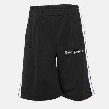 Pre Owned Palm Angels Black Knit Side Striped Bermuda Shorts S