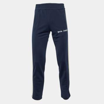 Pre Owned Palm Angels Navy Blue Knit Side Striped Track Pants S