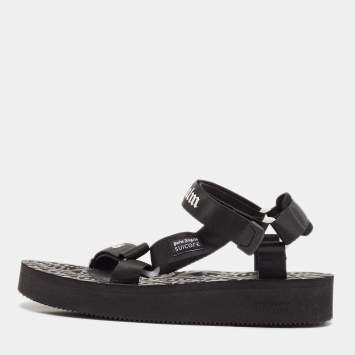 Pre Owned Palm Angels x Suicoke Black Canvas Slide Sandals Size 44