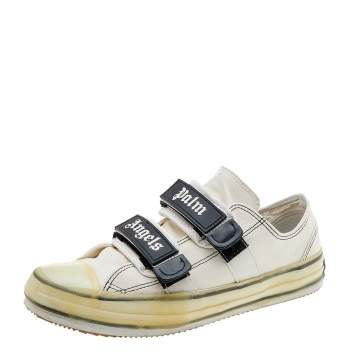 Pre Owned Palm Angels White Canvas Vulcanized Low Top Sneakers Size 42
