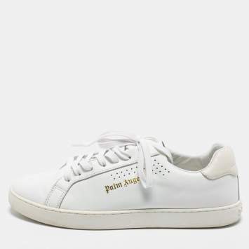 Pre Owned Palm Angels White/Cream Leather Lace Up Sneakers Size 41