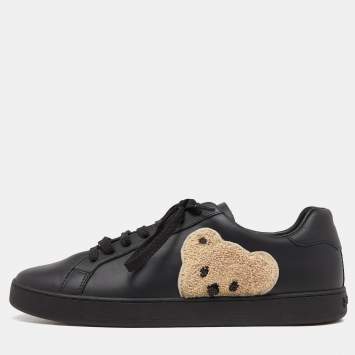 Pre Owned Palm Angels Black Leather Teddy Low Top Sneakers Size 42