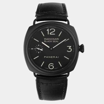 Pre Owned Panerai Black Ceramic Radiomir Black Seal PAM00292  Manual Winding Men's Wristwatch 45mm