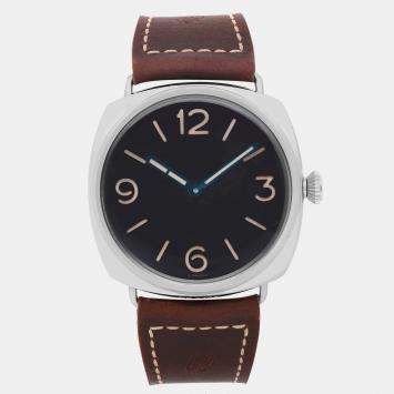 Pre Owned Panerai Black Stainless Steel Radiomir PAM00721 Manual Winding Men's Wristwatch 47 mm