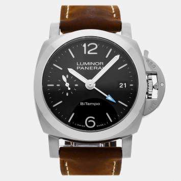 Pre Owned Panerai Luminor Quaranta BiTempo PAM1365 Automatic Stainless Steel Black Dial Men's Wristwatch 40mm