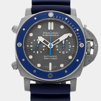 Pre Owned Panerai Submersible Chrono Guillaume Nery Edition PAM982 Automatic Titanium Grey Dial Men's Wristwatch 47mm