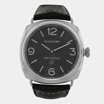 Panerai Black Stainless Steel Radiomir PAM 00753 Manual Winding Men's Wristwatch 45 mm