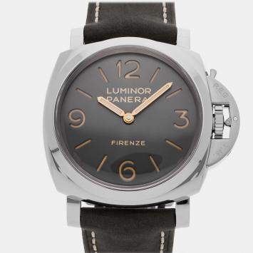 Pre Owned Panerai Luminor 1950 3 Days Firenze Boutique Edition PAM00605 Manual Winding Grey Stainless Steel Men’s Wristwatch 47mm