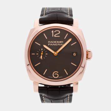 Pre Owned Panerai Radiomir 1940 PAM00515 Manual Winding Black 18k Rose Gold Men’s Wristwatch 47mm