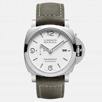 Pre Owned Panerai Luminor PAM01314 Automatic White Stainless Steel Men's Wristwatch 44 mm