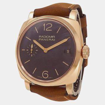 Pre Owned Panerai Radiomir PAM00515 Manual Winding Brown 18K Rose Gold Men’s Wristwatch 47 mm