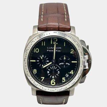 Pre Owned Panerai Luminor Chronograph PAM00072 Automatic Black Titanium Men's Wristwatch 40mm