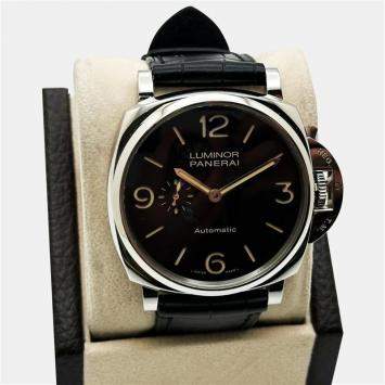 Pre Owned Panerai Luminor Due PAM00674 Automatic Black Stainless Steel Men's Wristwatch 45mm