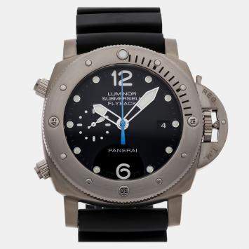 Pre Owned Panerai Luminor Submersible 1950 3 Days Chrono Flyback PAM 614 Automatic Flyback Chronograph Black Dial Titanium Men's Wristwatch 47mm