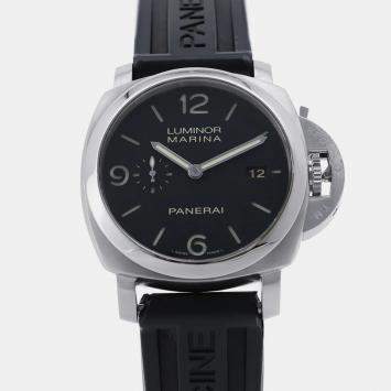 Pre Owned Panerai Luminor Marina PAM00312 Automatic Black Stainless Steel Men's Wristwatch 44 mm