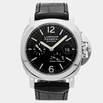 Pre Owned Pre-Owned Panerai Luminor Power Reserve PAM 90 Black Automatic Stainless Steel Men's Wristwatch 44 MM