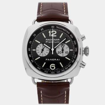 مملوكة مسبقًا Pre-Owned Panerai Radiomir Chrono Wempe PAM 218 Black Manual Winding Platinum Men's Wristwatch 42 MM