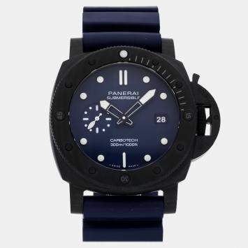 Pre Owned Pre-Owned Panerai Submersible QuarantaQuattro Blu Abisso Carbotech PAM 1232 Blue Automatic Carbon Fibre Men's Wristwatch 44 MM