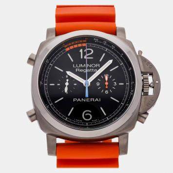 Pre Owned Panerai Luminor 1950 Regatta 3 Days Flyback PAM00526 Black Titanium Automatic Men's Watches 47mm