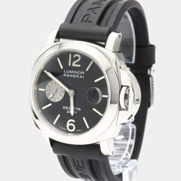 Pre Owned Panerai Black Stainless Steel Luminor Regatta Laureus Automatic PAM00107 Men's Wristwatch 43 MM