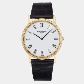 Patek Philippe Calatrava 18K Gold White Porcelain Dial Manual Wind Watch 32 mm