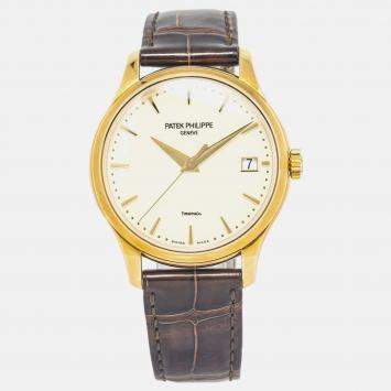 Patek Philippe Calatrava Tiffany&Co 5227J Automatic Cream 18K Yellow Gold Men's Wristwatch 39mm