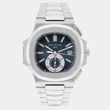 Pre Owned Patek Philippe Nautilus 5980/1A-001 Automatic Blue Stainless Steel Men's Wristwatch 44 mm