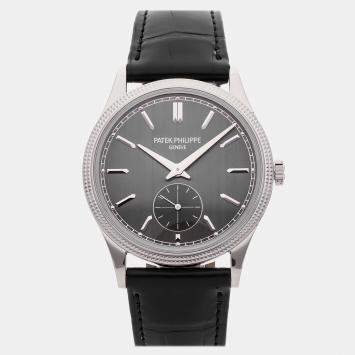 Pre Owned Patek Philippe Calatrava 6119G-001 Manual Winding Grey 18k White Gold Men’s Wristwatch 39mm