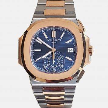 Pre Owned Patek Philippe Nautilus 5980/1AR Automatic Blue 18K Rose Gold Stainless Steel Men’s Wristwatch 40.5 mm