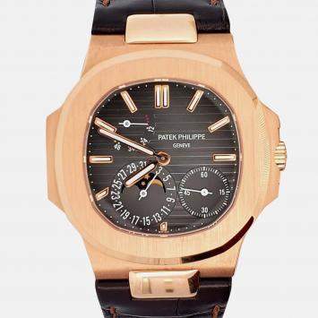 Pre Owned Patek Philippe Nautilus 5712R Automatic Black 18k Rose Gold Men’s Wristwatch 40 mm