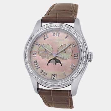 Pre Owned Patek Philippe Complications 4936G-001 Automatic Mother of Pearl 18K White Gold Men’s Wristwatch 37 mm