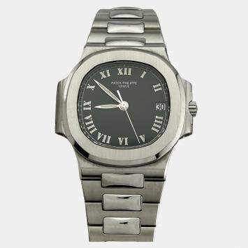 Pre Owned Patek Philippe Nautilus 3800/A1 Automatic Black Stainless Steel Men's Wristwatch 37mm
