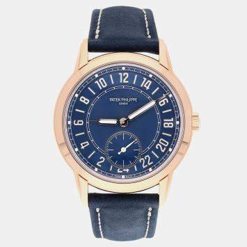 Pre Owned Patek Philippe Complications 5224R-001 Automatic Blue 18k rose gold Men's Wristwatch 42 mm