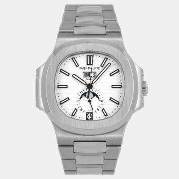Pre Owned Pre-Owned Patek Philippe Nautilus Annual Calendar 5726/1A-010 White Automatic Stainless Steel Men's Wristwatch 40 MM