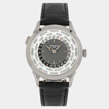Pre Owned Pre-Owned Patek Philippe Complications World Time 5230G-014 Silver Automatic 18k White Gold Men's Wristwatch 38 MM