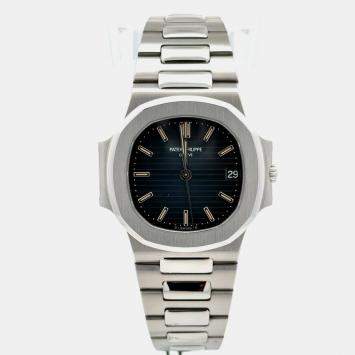مملوكة مسبقًا Patek Philippe Nautilus 3800/1A Automatic Blue Stainless Steel Men's Wristwatch 37mm