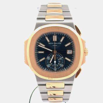 مملوكة مسبقًا Patek Philippe Nautilus 5980/1AR-001 Automatic Blue Stainless Steel and Rose Gold Men's Wristwatch 40mm