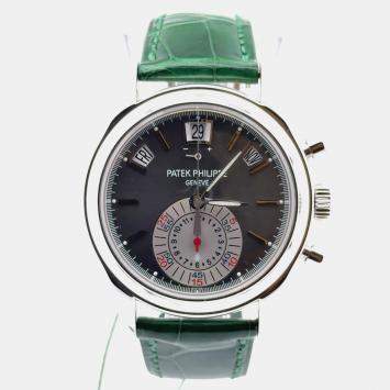 Pre Owned Patek Philippe Annual Calendar 5960P-001 Grey Platinum Automatic Men Wristwatch 38mm
