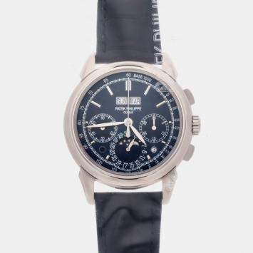 Pre Owned ساعة يد مستعملة باتيك فيليب جراند كومبليكيشنز تقويم دائم كرونوغراف 5270G-014 زرقاء لف يدوي ذهب أبيض عيار 18 رجالية 41 مم