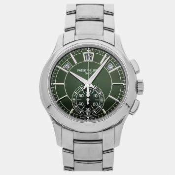 Pre Owned Patek Philippe Complications Flyback 5905/1A-001 Green Stainless Steel Automatic Men's Watches 42mm