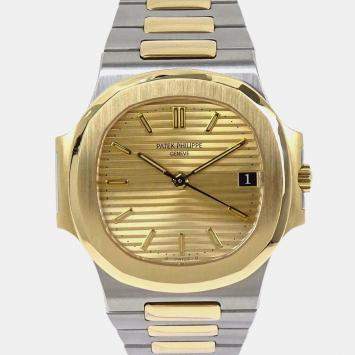 Pre Owned باتيك فيليب نوتيلوس 3800/1 ذهب 18 قيراط ذهب أصفر، فولاذ مقاوم للصدأ أوتوماتيكي ساعة يد رجالية 37 ملم