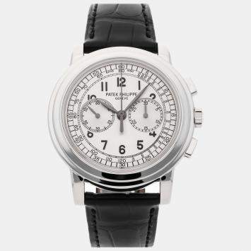 Pre Owned Patek Philippe Complications 5070G-001 Manual Winding Silver 18k White Gold Men’s Wristwatch 42mm