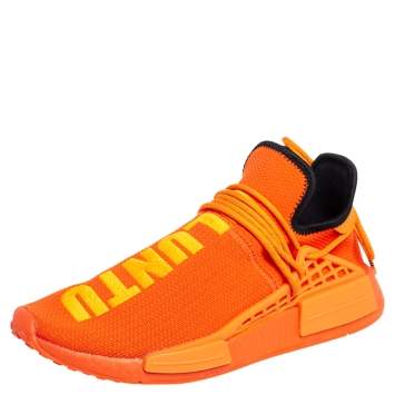Pre Owned Pharrell Williams x Adidas Orange Fabric Hu Race NMD sneakers Size 42 2/3