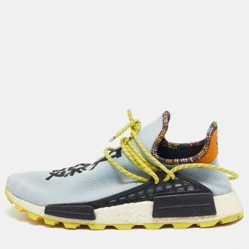 Pre Owned Pharrell Williams x Adidas Blue Fabric Human Body NMD Sneakers Size 44 2/3