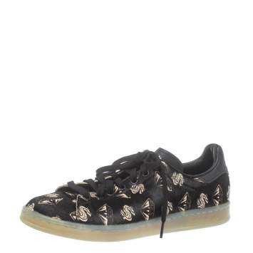 Pre Owned Adidas Stan Smith x Pharrell Williams Diamond Print Calf Hair Low Top Sneakers Size 42 2/3